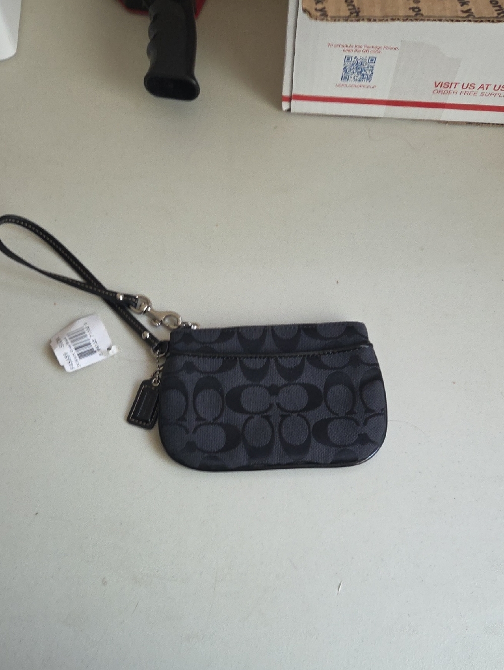 Coach Black Signature Wristlet Pouch